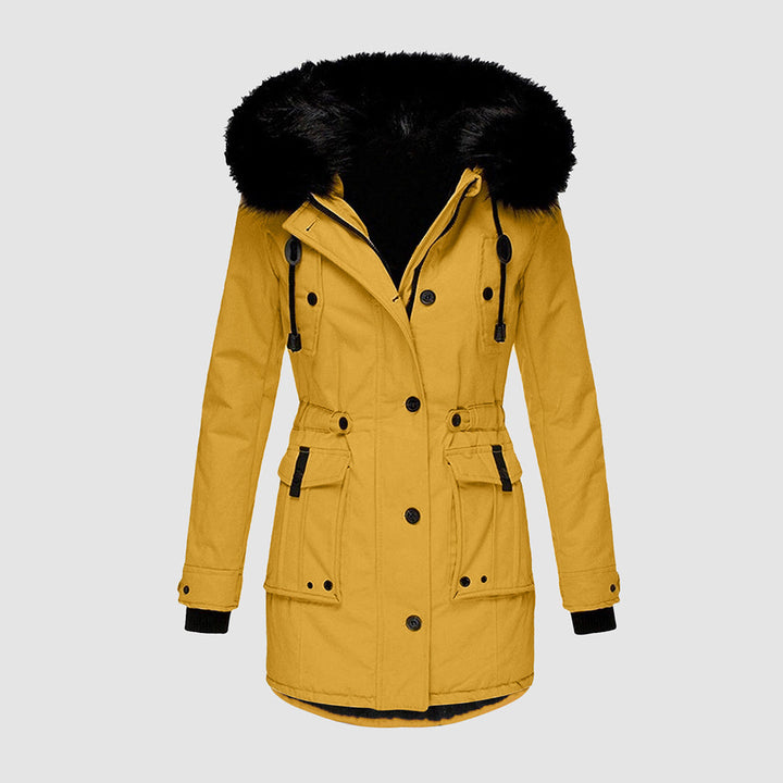 Women's Modern Quilted Waterproof Winter Jacket in Yellow 1