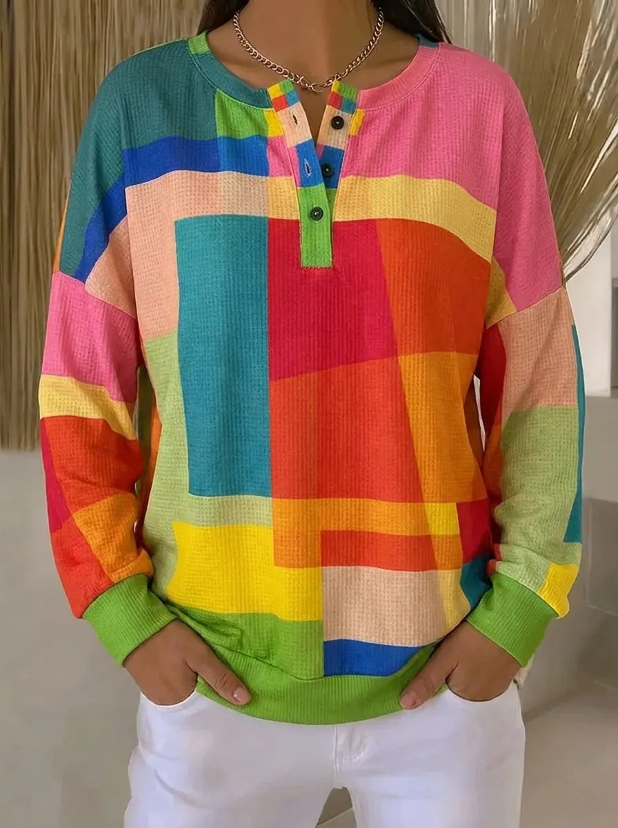 Women's Multicolor Vintage Printed Crewneck Sweatshirt in Multicolour