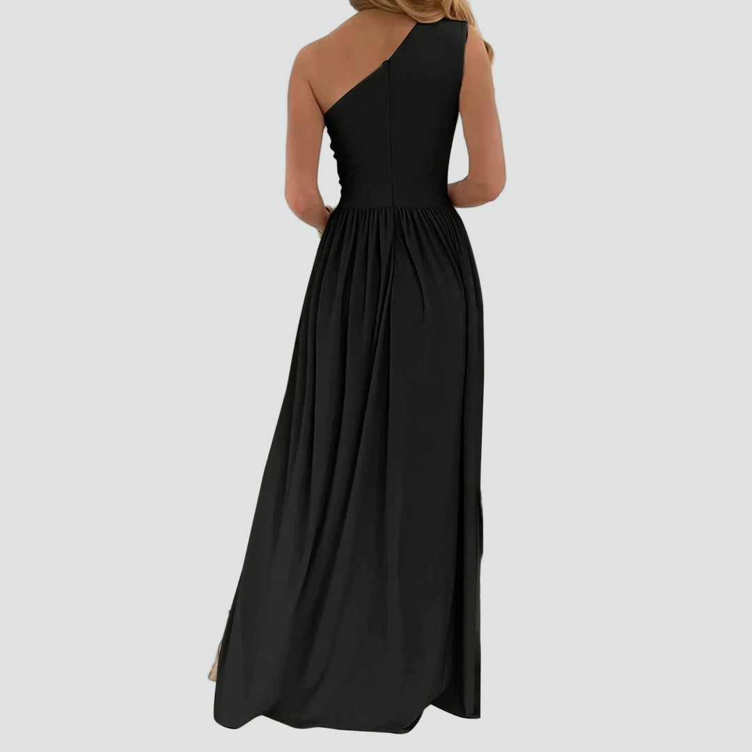 Women's One-Shoulder Maxi Cocktail Dress with Slit (4)