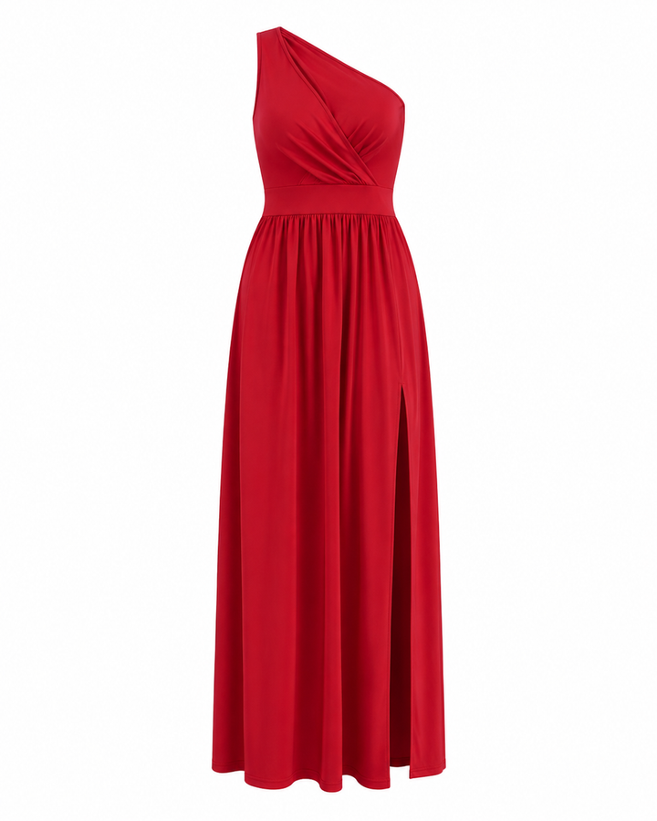 Women's One-Shoulder Maxi Cocktail Dress with Slit (5)