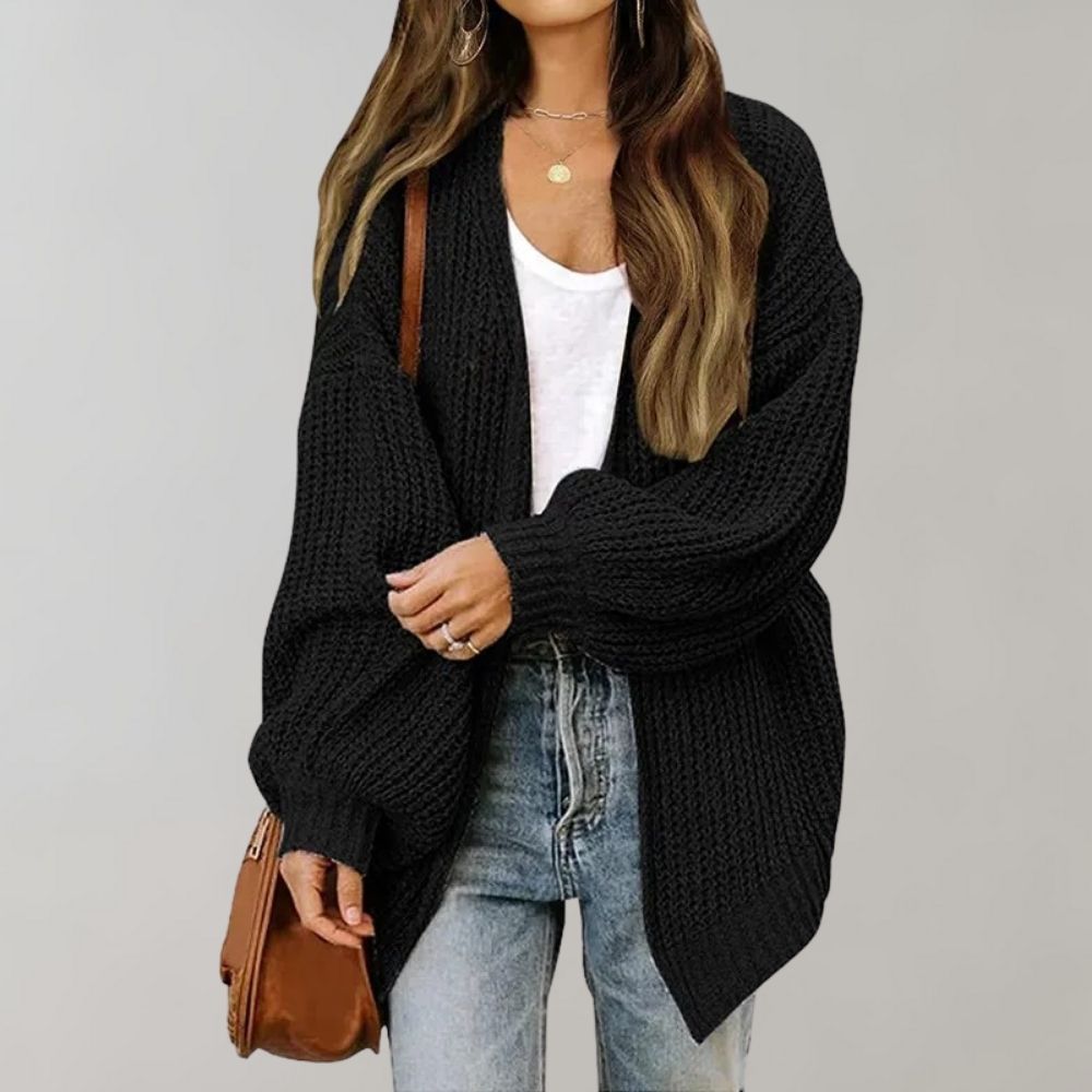 Women's Open Front Knit Cardigan for Everyday in Black