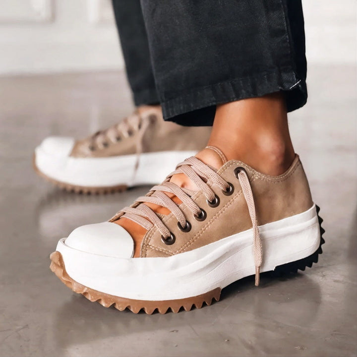 Women's Orthopedic Canvas Platform Sneaker in Brown