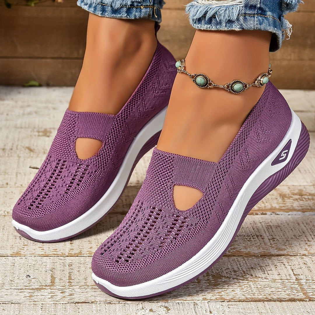 Women's Orthopedic Knit Slip-On Comfort Sneakers in Purple