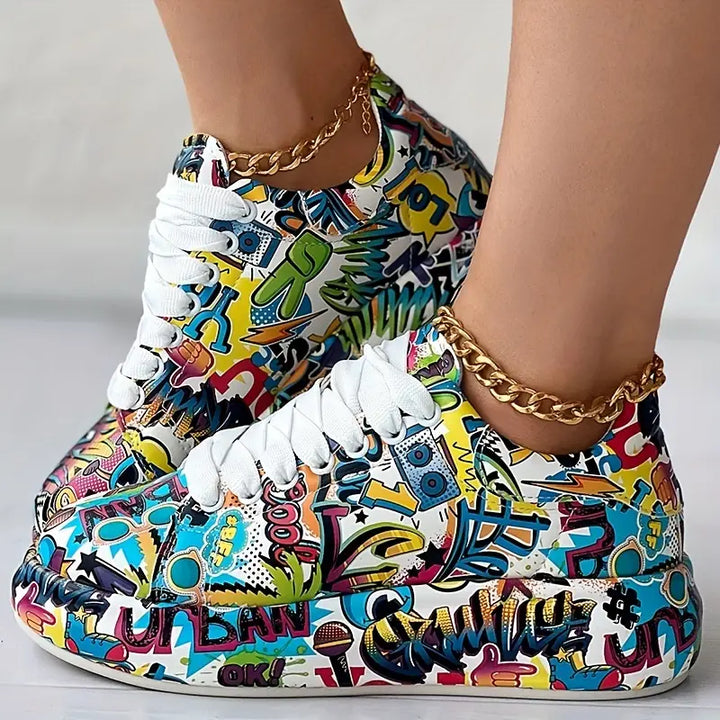 Women's Orthopedic Sneaker with Graphic Print in Mehrfach