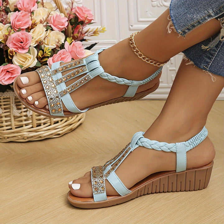 Women's Orthopedic Wedge Sandals in Light Blue