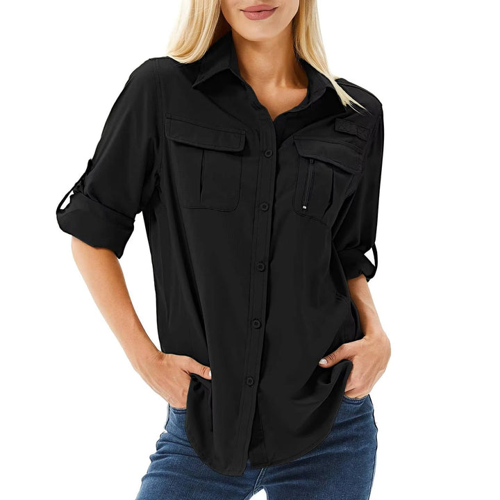 Women's Outdoor Blouse with UPF Sun Protection in Black