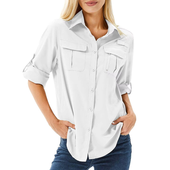 Women's Outdoor Blouse with UPF Sun Protection in White