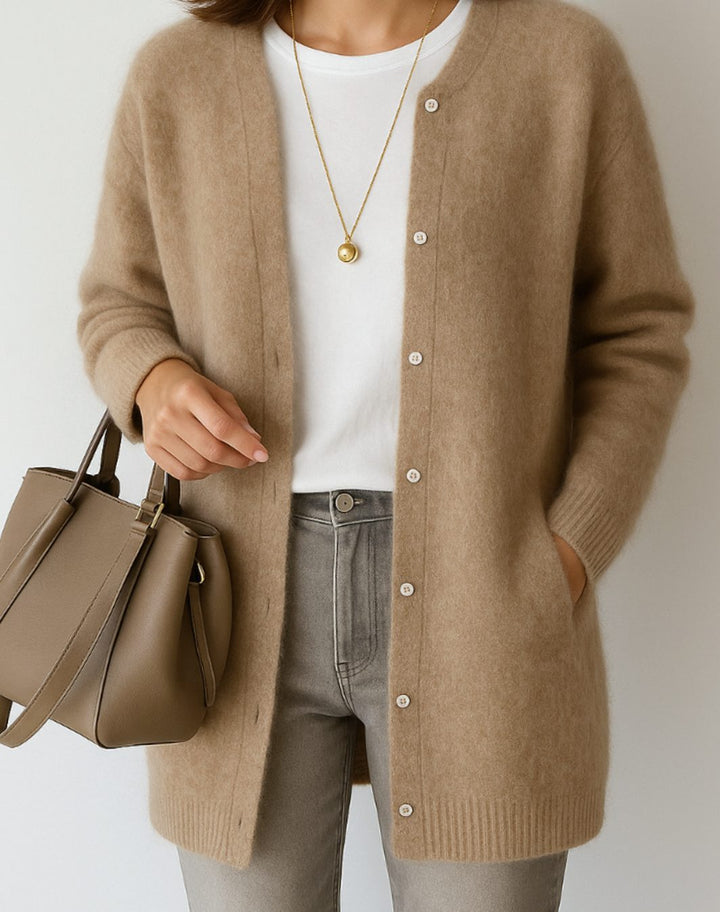 Women's Oversized Button-Front Jumper Dress with Pockets in Khaki