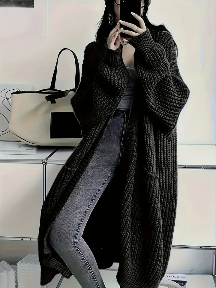 Women's Oversized Cardigan for Autumn Layering in Black