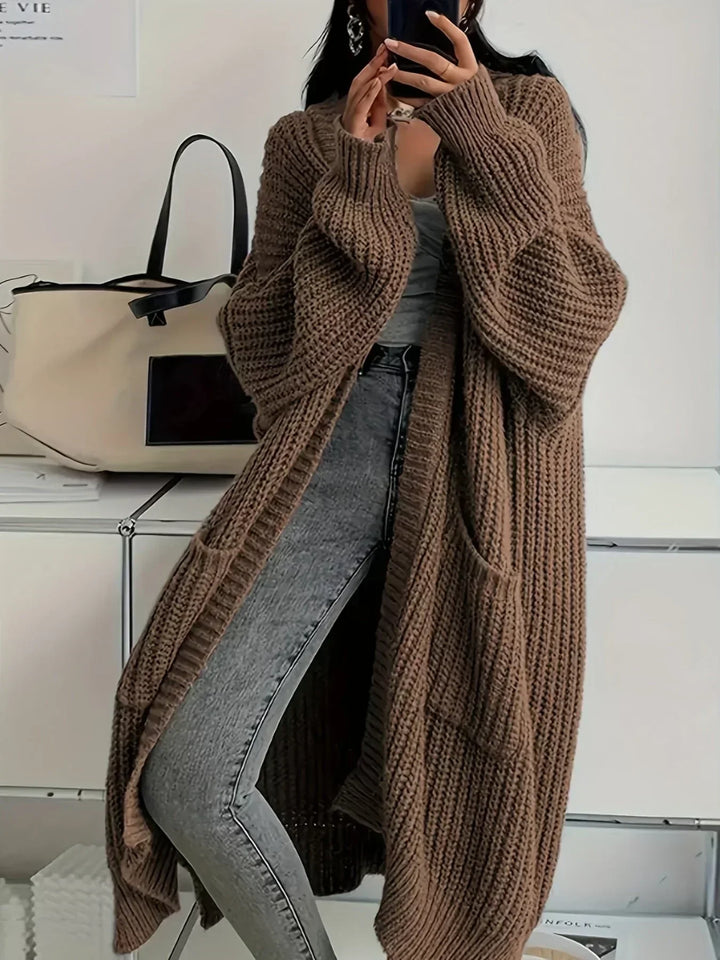 Women's Oversized Cardigan for Autumn Layering in Brown