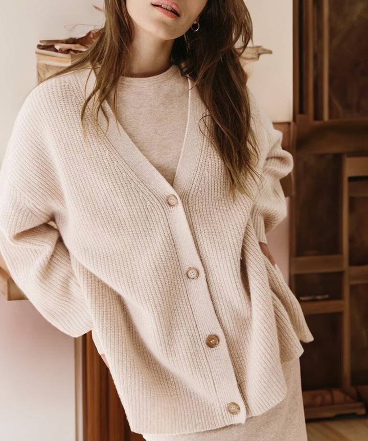 Women's Oversized Cardigan in Chunky Knit in Pink