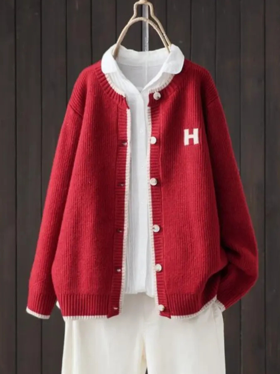 Women's Oversized Cardigan in Cosy Knit in Red
