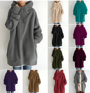 Women's Oversized Cozy Hooded Zip Cardigan (2)