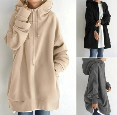 Women's Oversized Cozy Hooded Zip Cardigan (4)