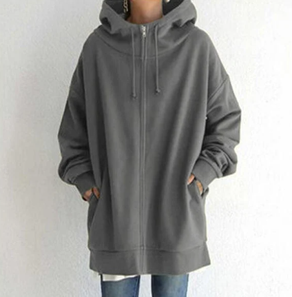 Women's Oversized Cozy Hooded Zip Cardigan in Grey