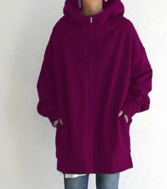 Women's Oversized Cozy Hooded Zip Cardigan in Pink