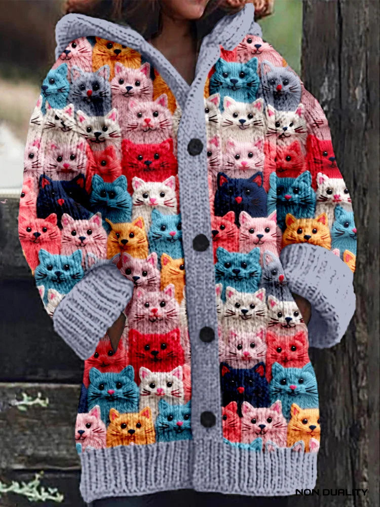 Women's Oversized Knit Cardigan with Playful Charm (3)