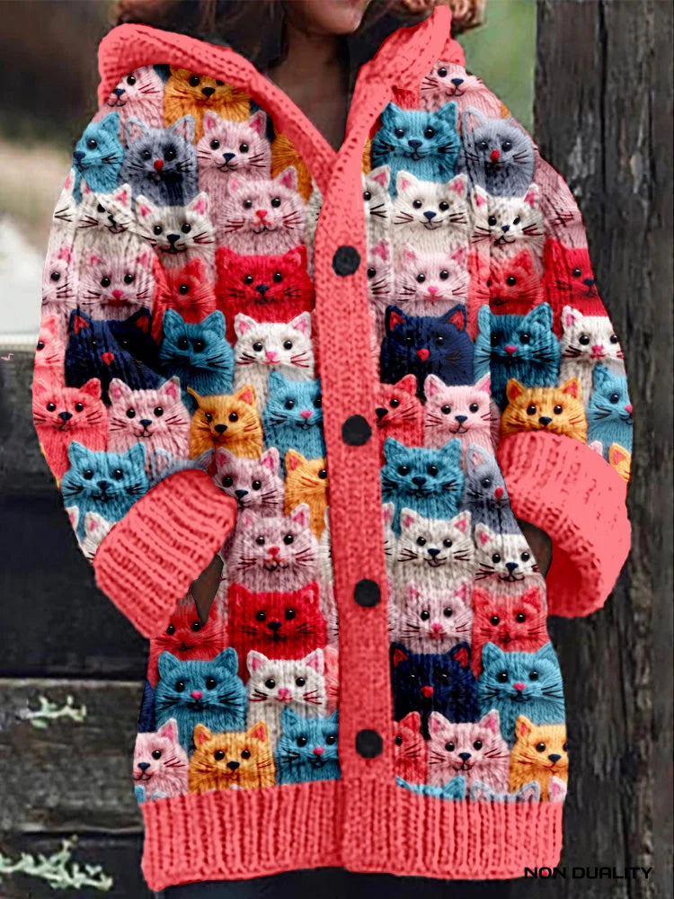 Women's Oversized Knit Cardigan with Playful Charm in Entwurf 1