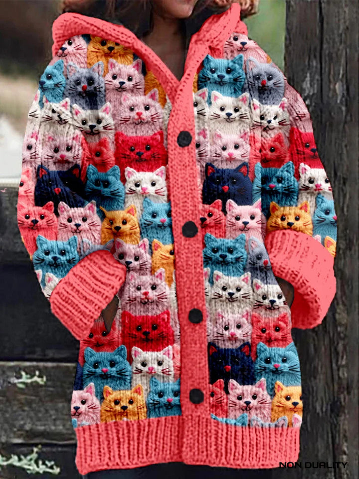 Women's Oversized Knit Cardigan with Playful Charm in Entwurf 1