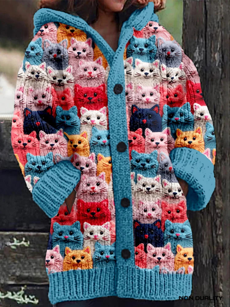 Women's Oversized Knit Cardigan with Playful Charm in Entwurf 3