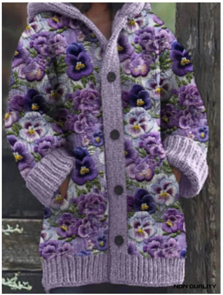 Women's Oversized Knit Cardigan with Playful Charm in Entwurf 5