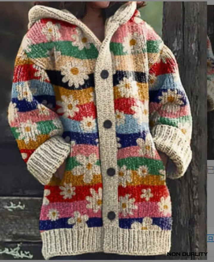 Women's Oversized Knit Cardigan with Playful Charm in Entwurf 7