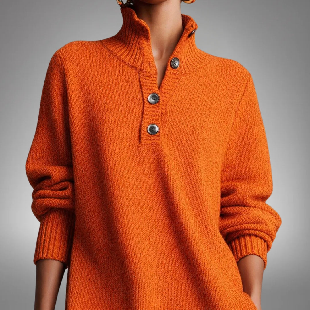 Women's Oversized Knit Midi Dress for Autumn in Orange 2