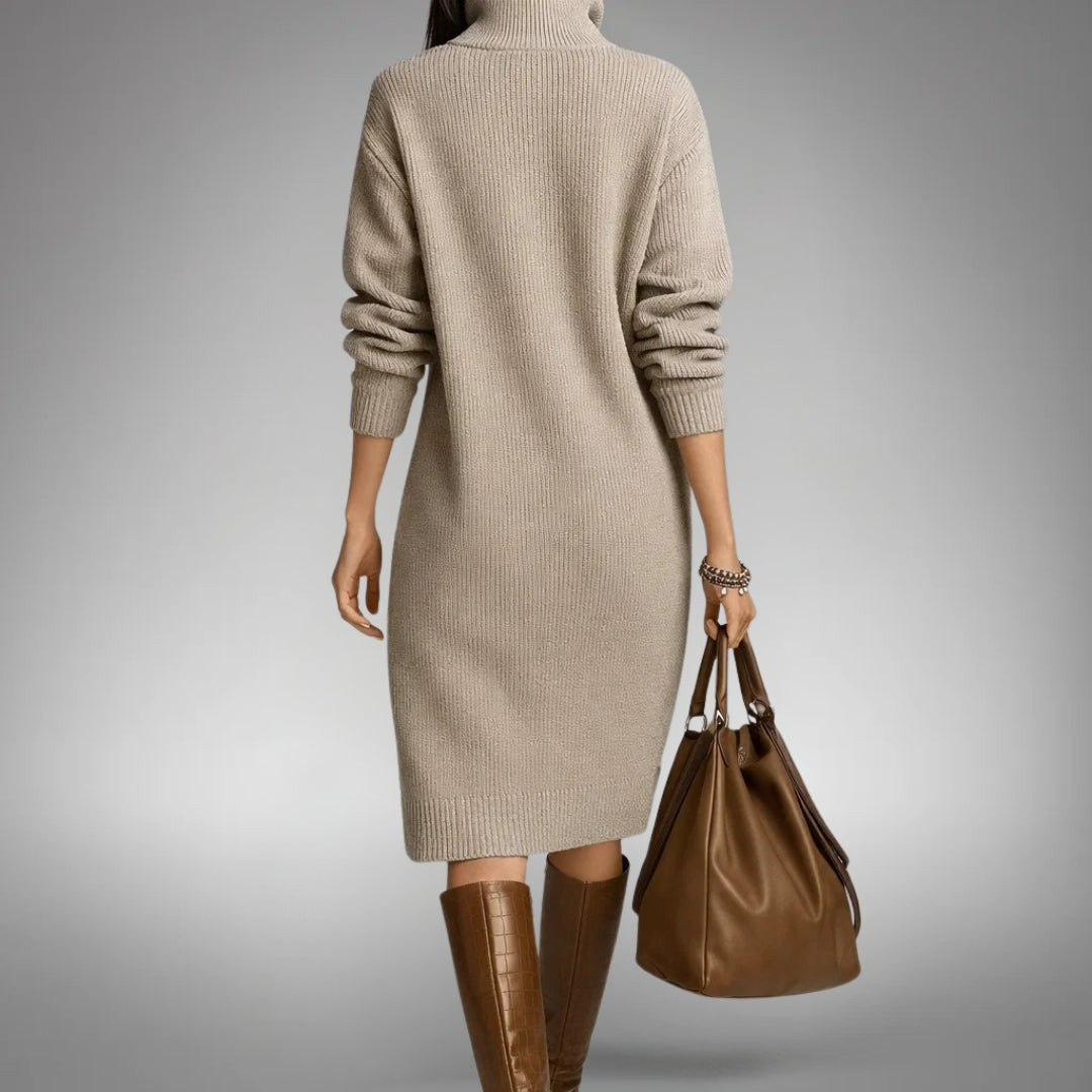 Women's Oversized Knit Midi Dress for Autumn in Orange 5