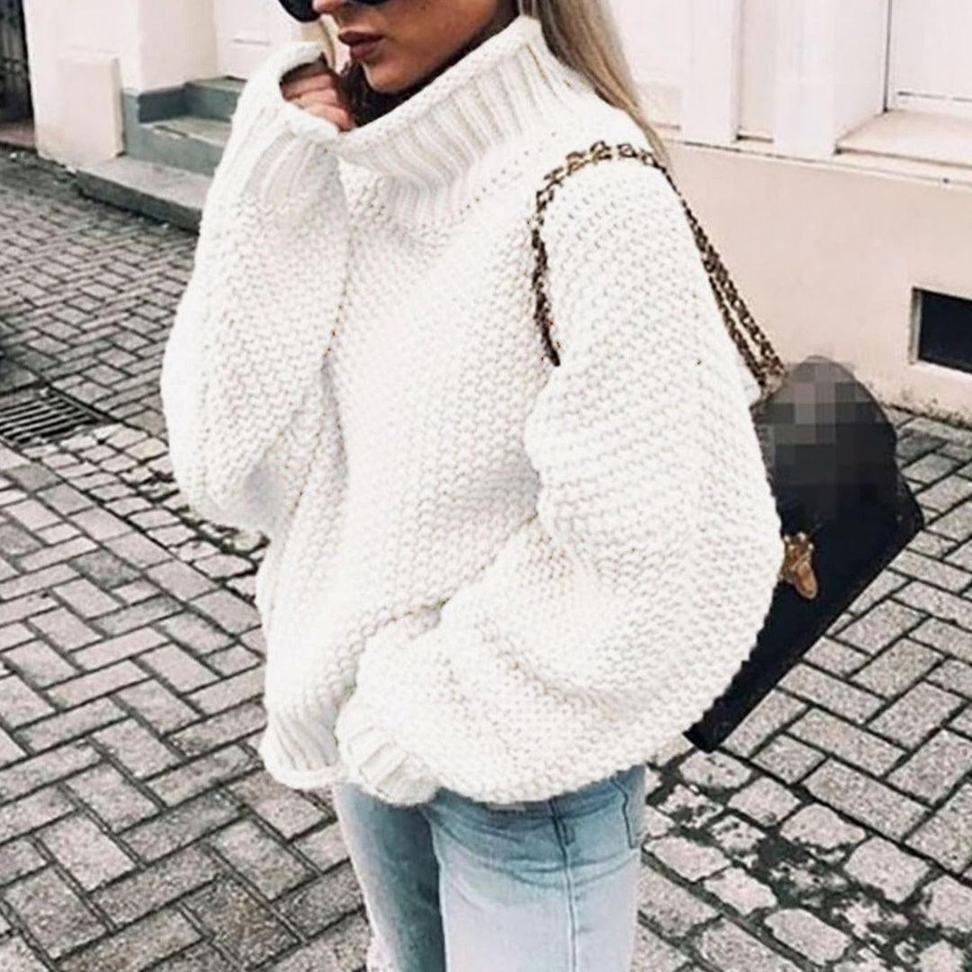 Women's Oversized Knit Turtleneck Jumper (8)