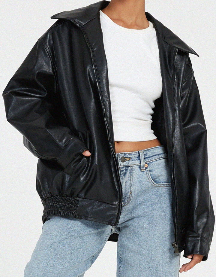 Women's Oversized Leather Jacket for Autumn (7)