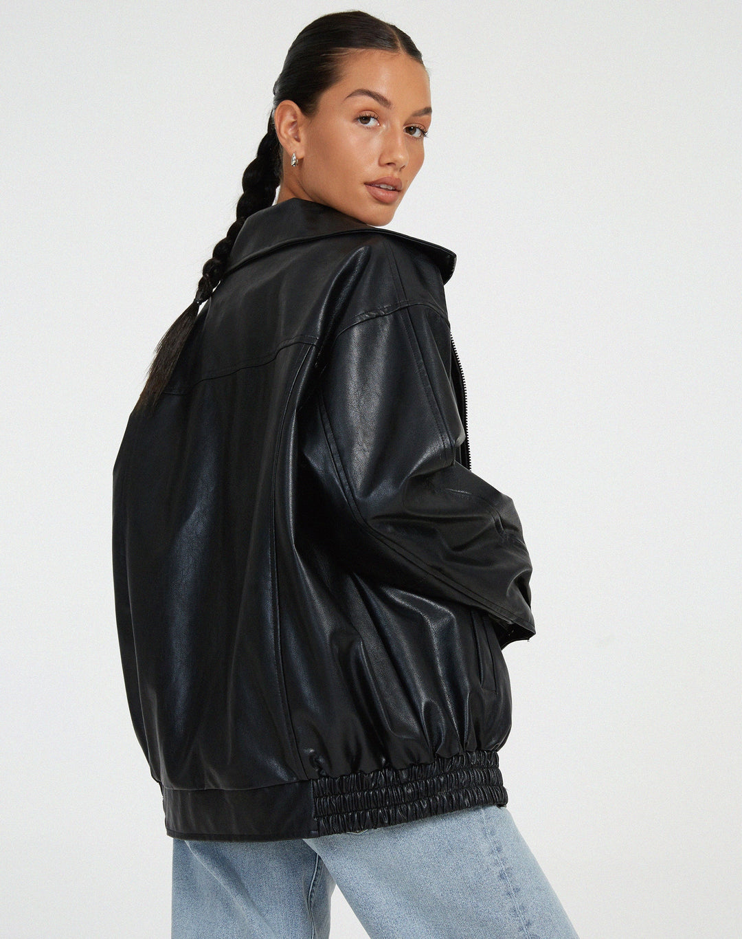 Women's Oversized Leather Jacket for Autumn (8)