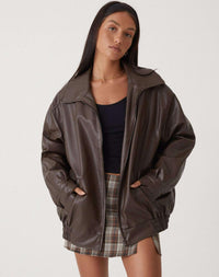 Elsie | Women's Oversized Leather Jacket for Autumn