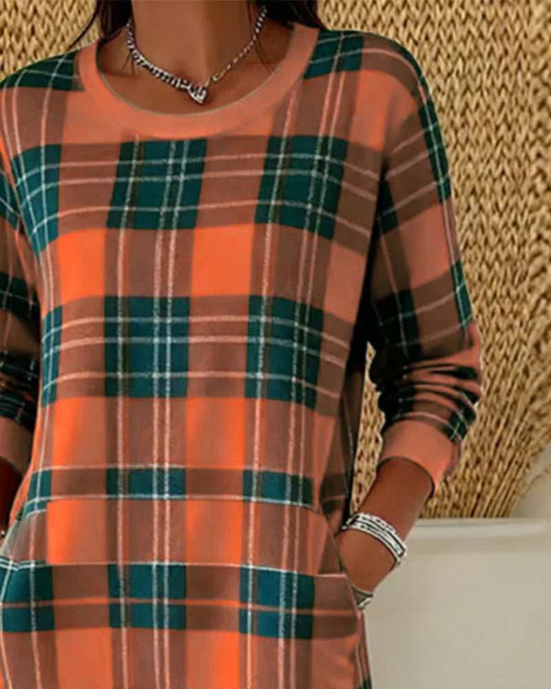 Women's Party Dress in Plaid Knit (5)