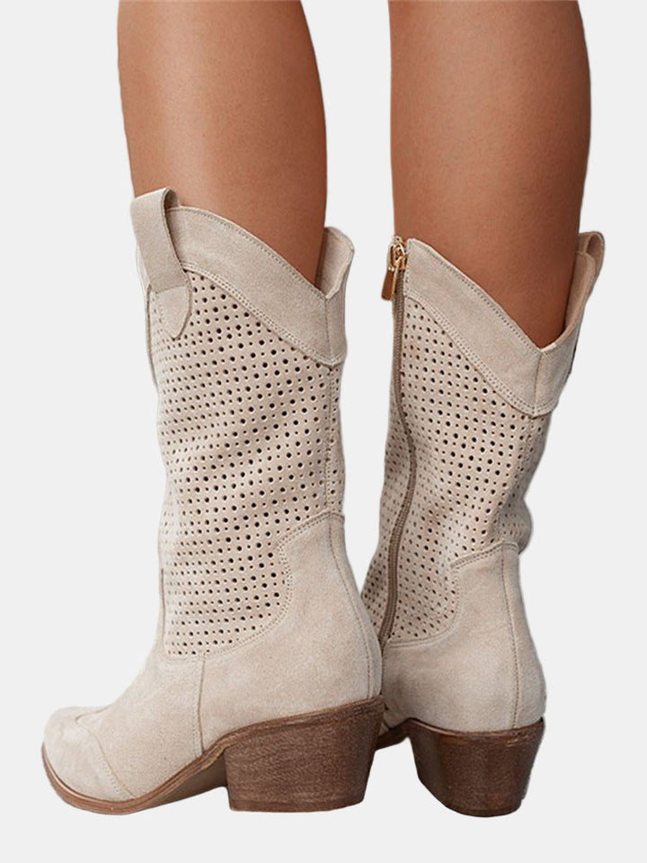 Women's Perforated Leather Ankle Boots (3)