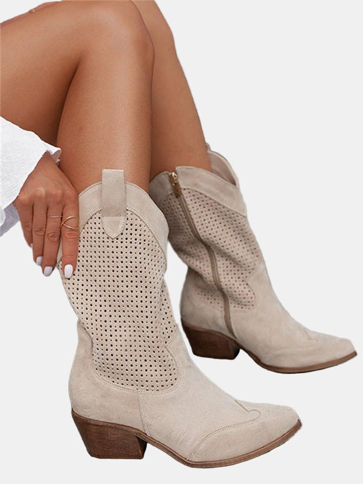Women's Perforated Leather Ankle Boots (4)