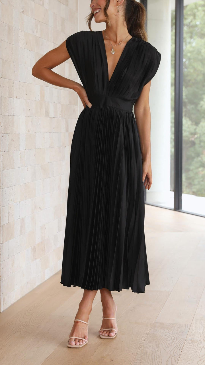 Women's Pleated V Neck Midi (10)