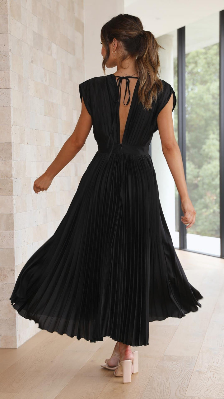 Women's Pleated V Neck Midi (12)