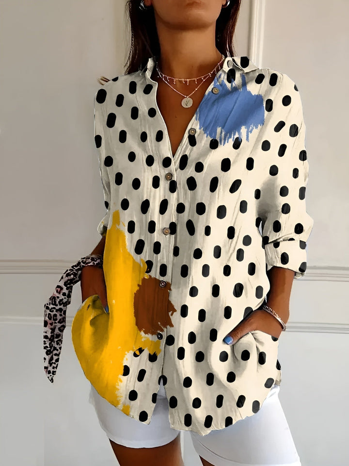 Women's Printed Linen Blouse for Summer in Kuhmuster