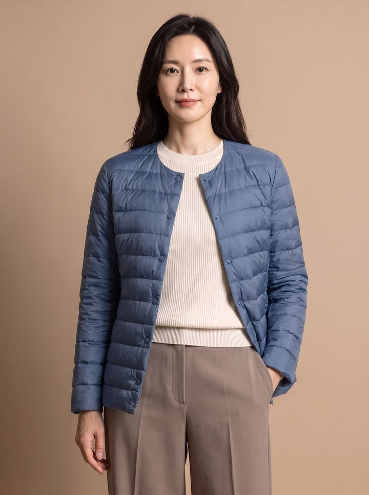 Women's Puffer Coat for Winter Layering in Haze Blue