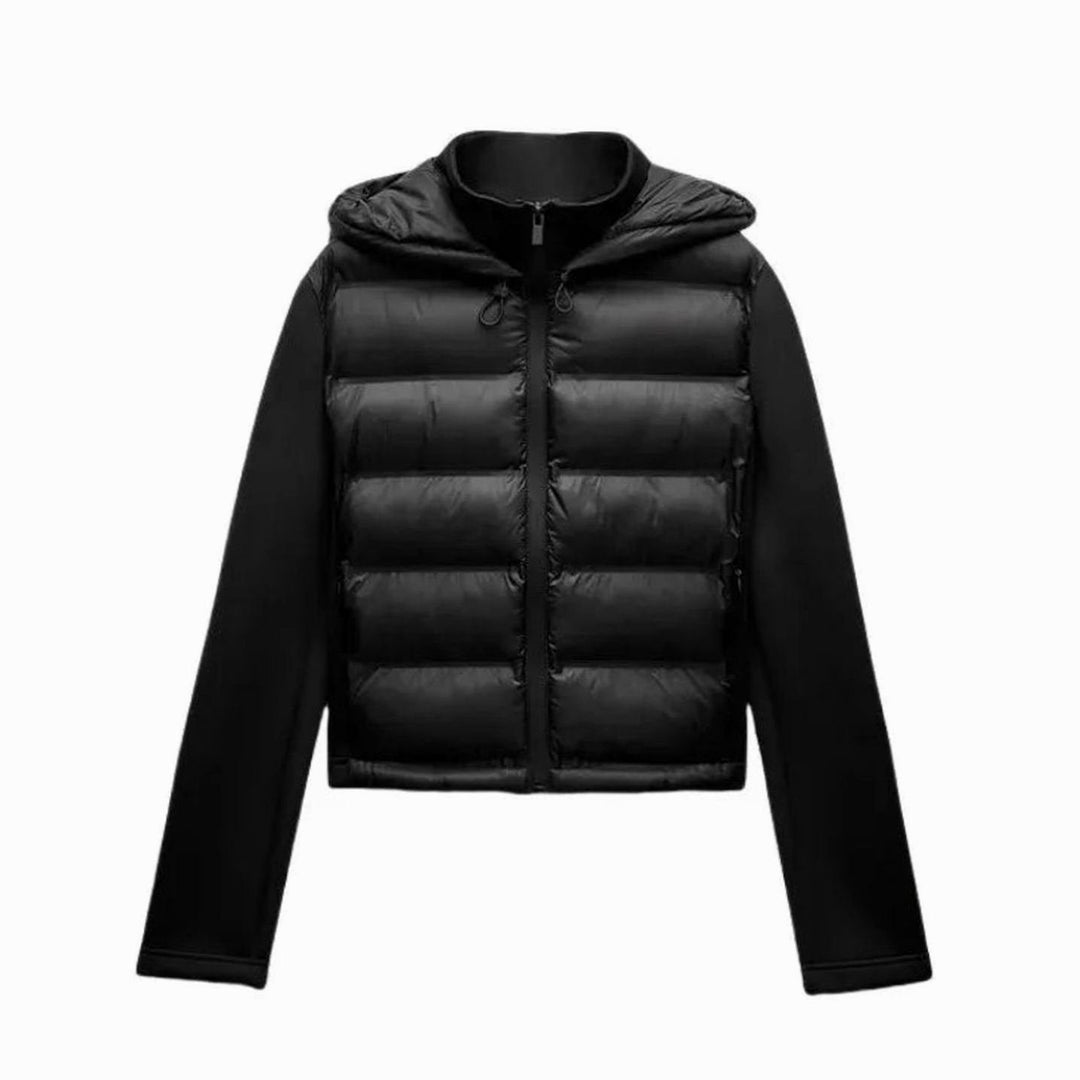 Women's Puffer Coat Hooded Quilted Lightweight in Black