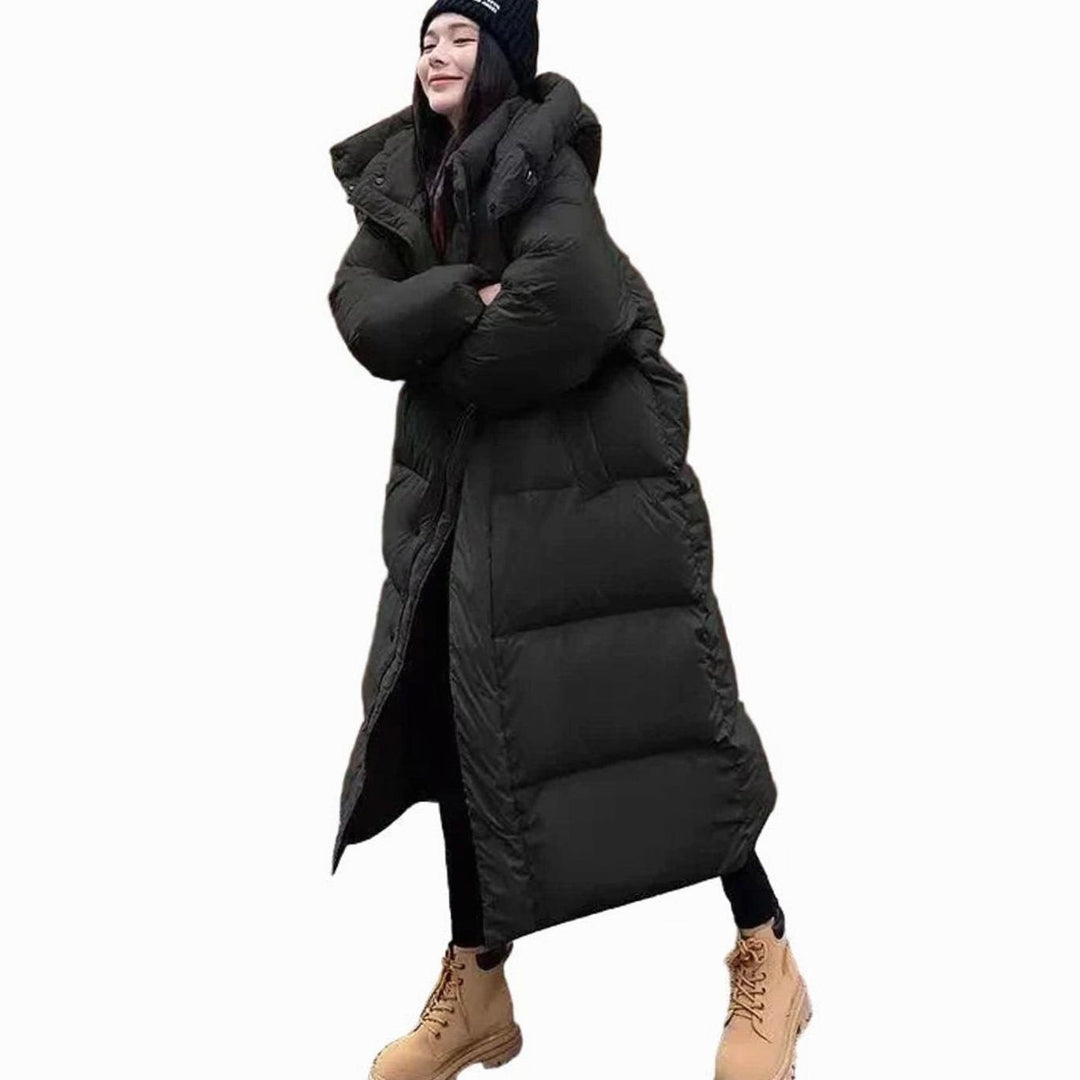 Women's Puffer Coat Oversized with Hood in Black