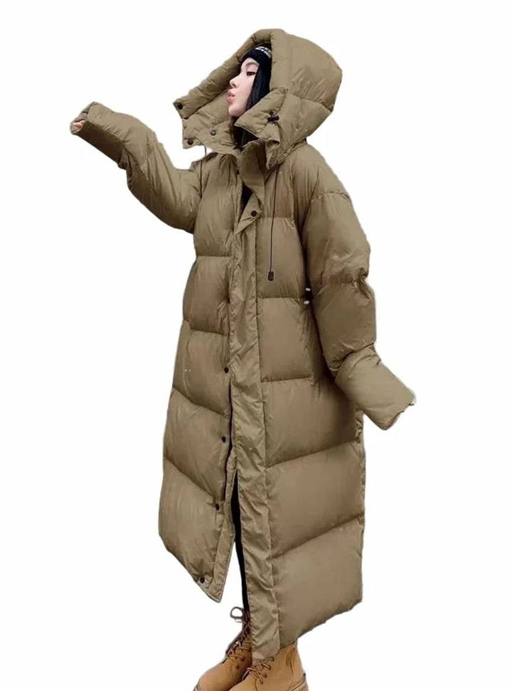 Women's Puffer Coat Oversized with Hood in Green
