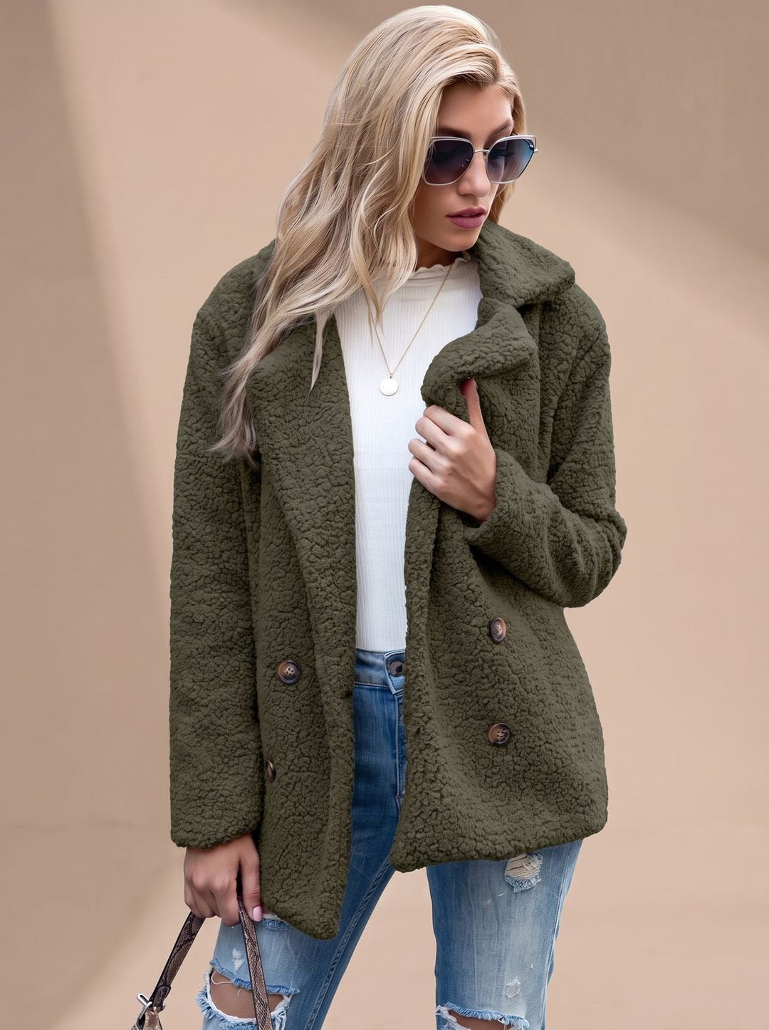 Women's Puffer Coat with Button-Front Revers Collar in Black