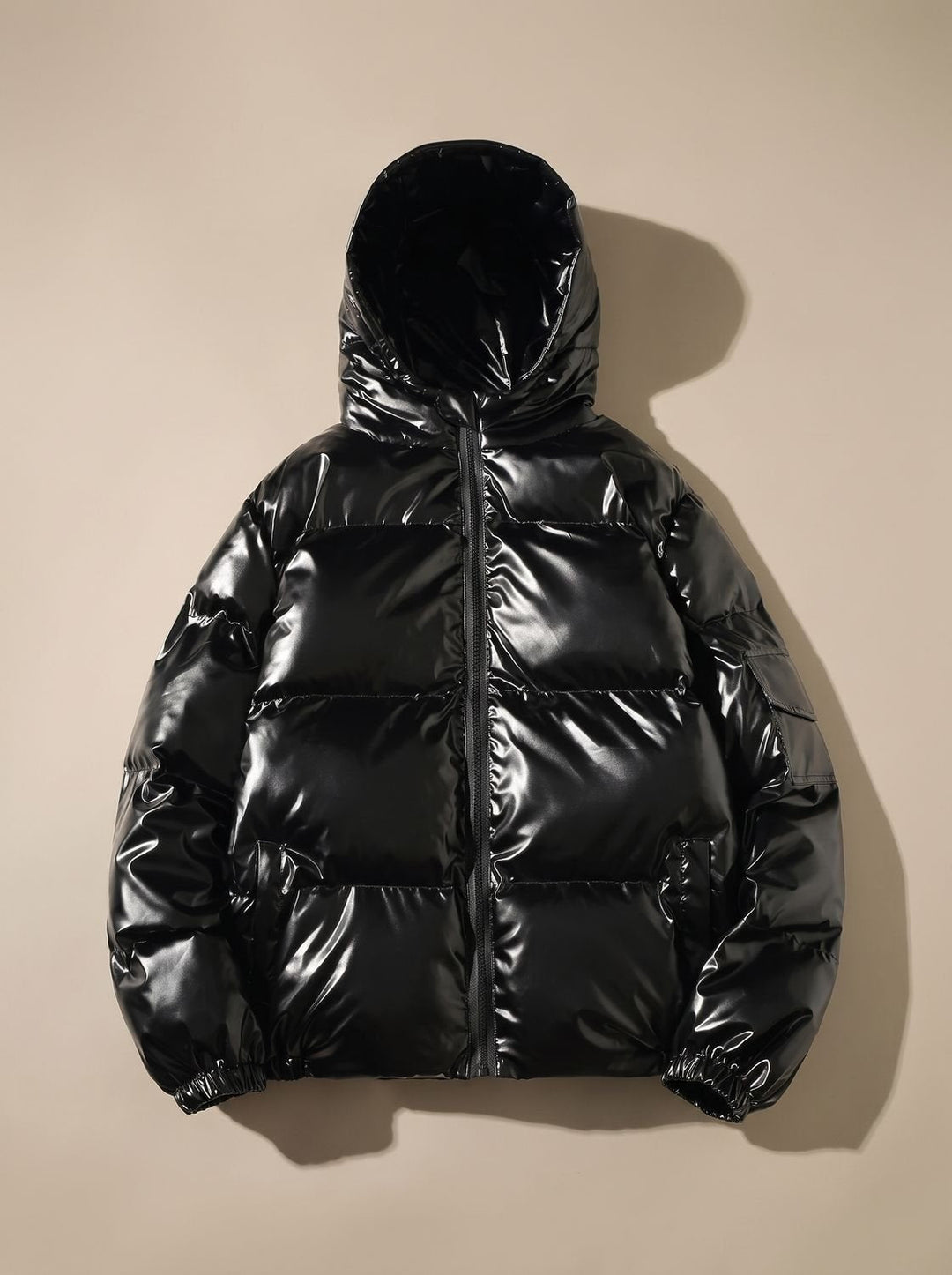 Women's Puffer Coat with Hooded Quilted Design in Hooded Black