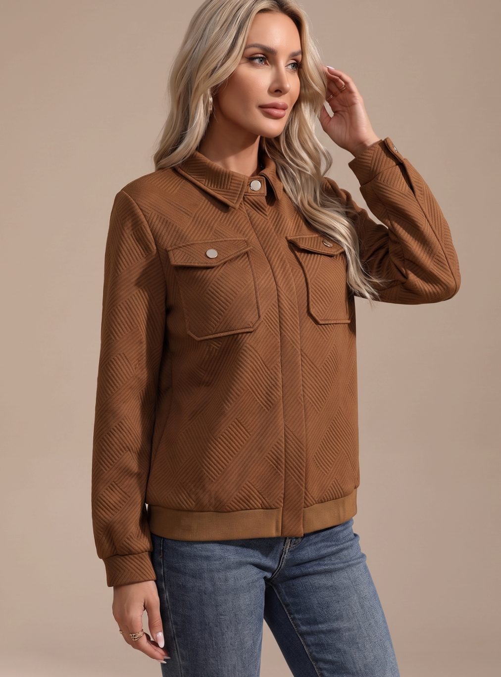 Women's Puffer Coat with Quilted Zip-Up Design (3)