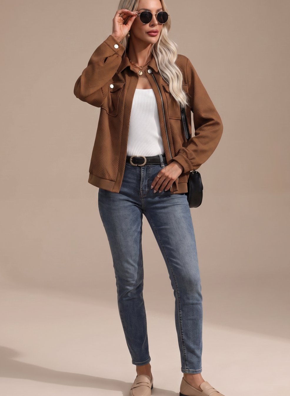 Women's Puffer Coat with Quilted Zip-Up Design (4)