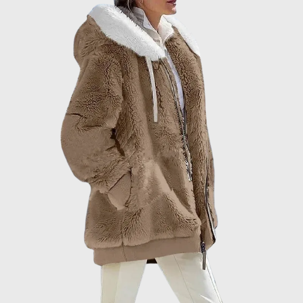 Women's Puffer Jacket in Lightweight Multicolor Style in Brown