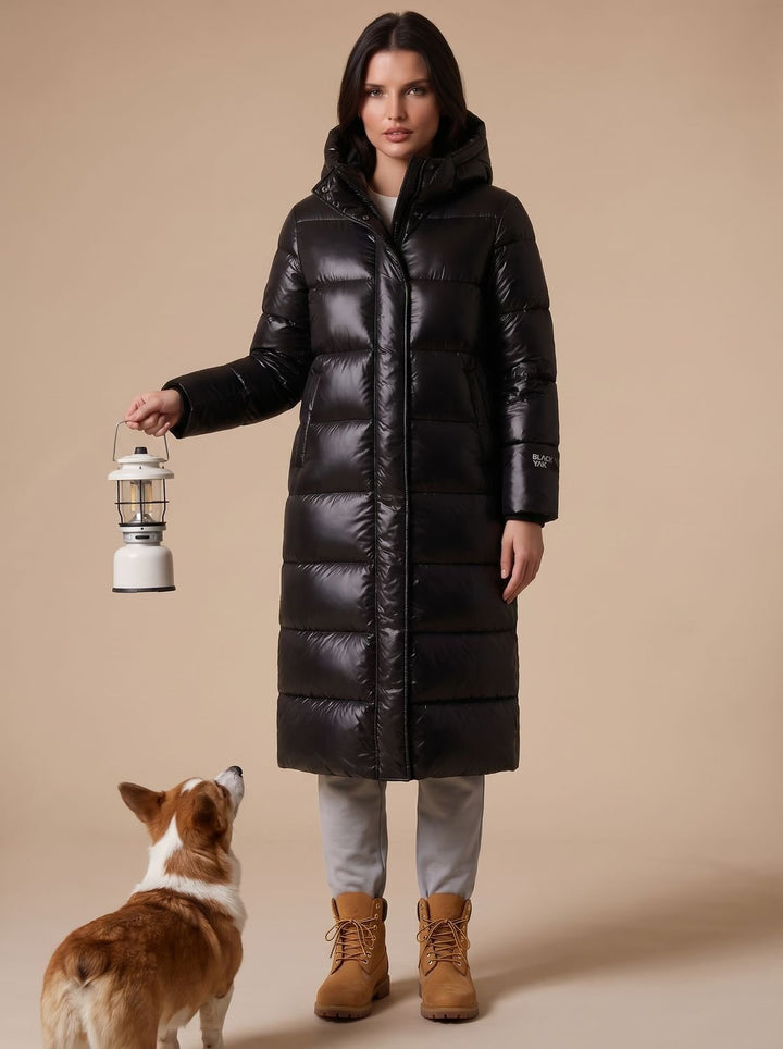 Women's Puffer Maxi Coat with Quilted Hood (2)