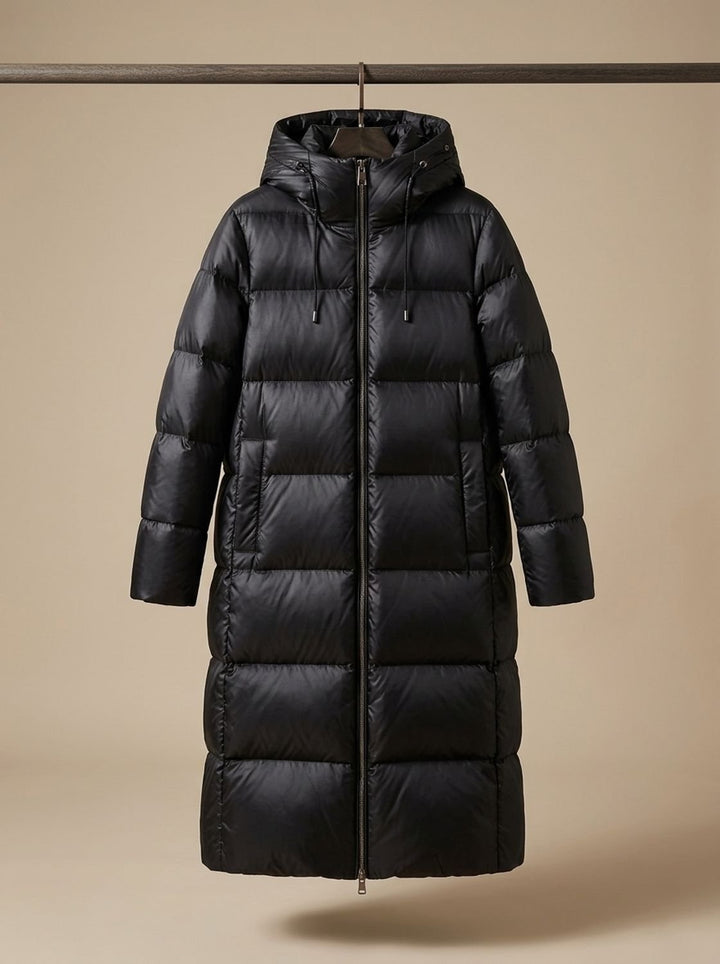 Women's Puffer Maxi Coat with Quilted Hood (3)