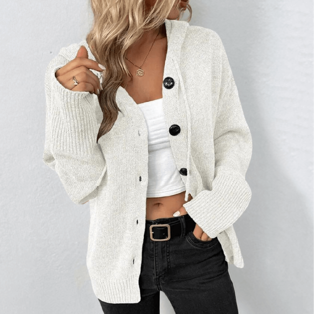 Women's Puffer Relaxed Cardigan for Layering in White